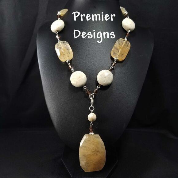 Premier Designs Glass Faux Stone Necklace, Topaz Crystal Rhinestones, 18 Inches - Picture 3 of 10